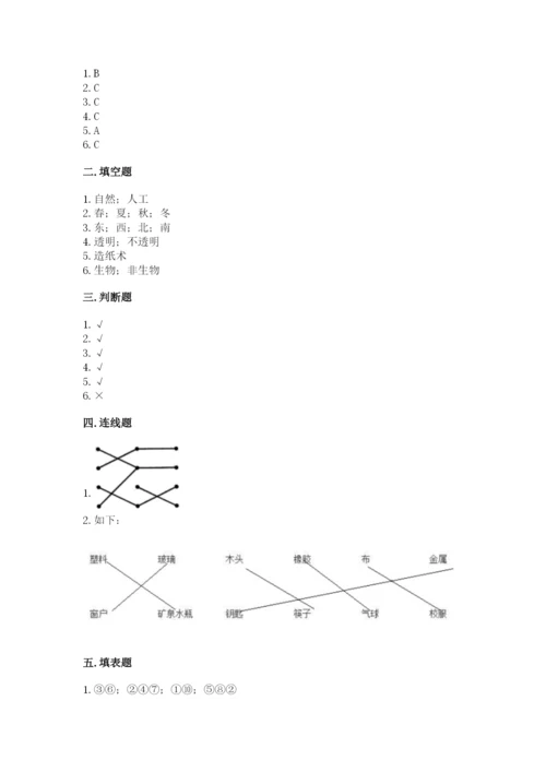 教科版小学二年级上册科学期末测试卷及1套参考答案.docx