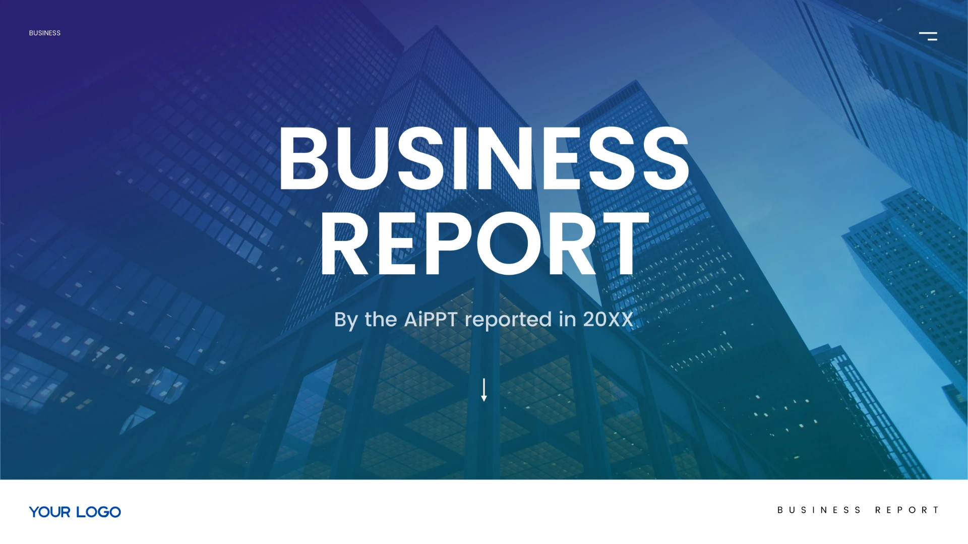 蓝色简约风英文商务报告PPT模板