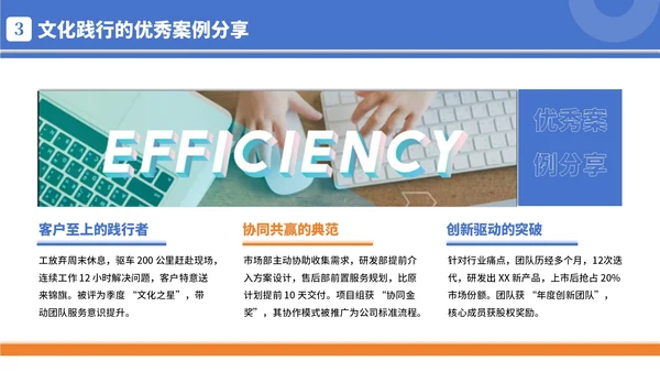 蓝橙色简约商务风企业文化宣导PPT模板