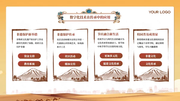 黄色中国风敦煌非遗文化汇报PPT模板
