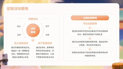 橙黄色卡通风中秋节月饼营销宣传PPT