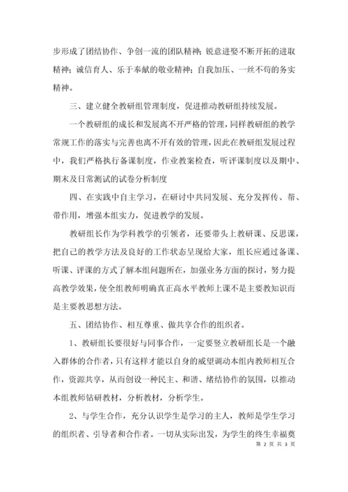 （精选）教研组长经验交流会的发言材料.docx