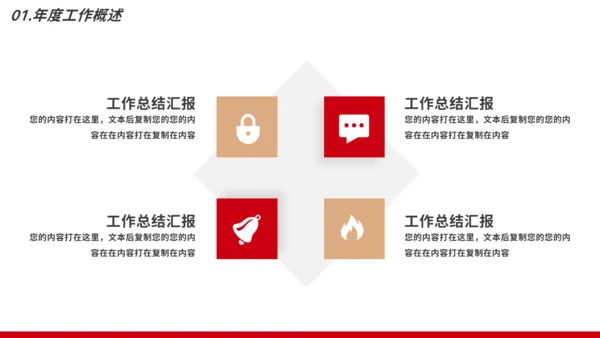 红色年终工作总结汇报模板PPT