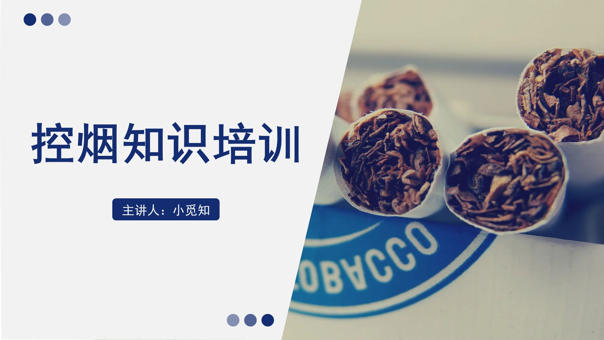 蓝色商务风控烟培训控烟知识培训PPT模板