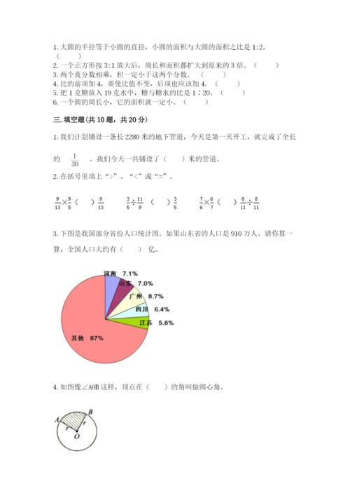 2022人教版六年级上册数学期末测试卷及参考答案【研优卷】.docx
