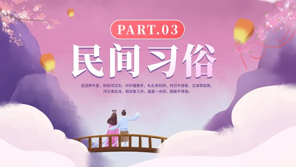 中国风手绘浪漫七夕节日科普PPT模板