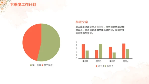 水彩花卉清新季度工作总结PPT模板