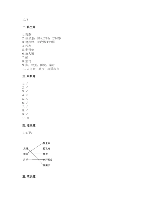 教科版三年级下册科学期末测试卷含答案（实用）.docx