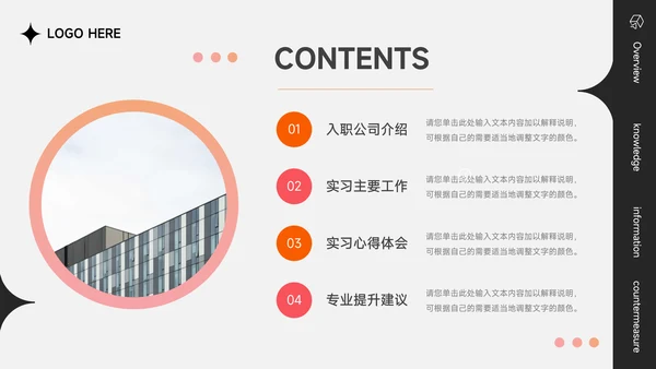 橙色时尚前沿毕业实习报告PPT模板