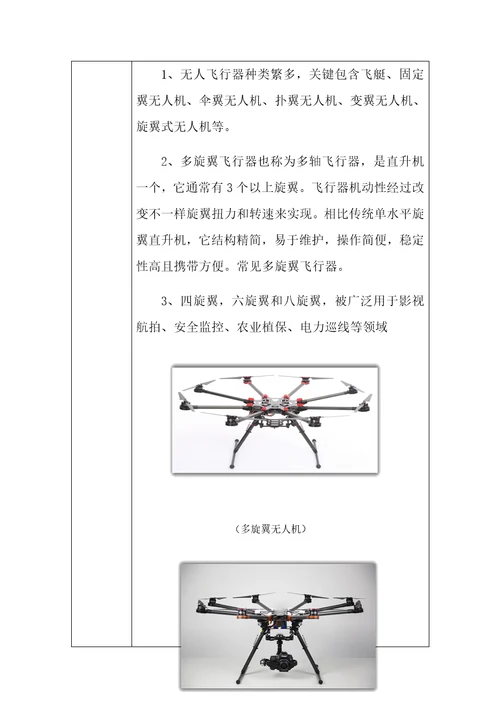 多旋翼无人机教案样稿