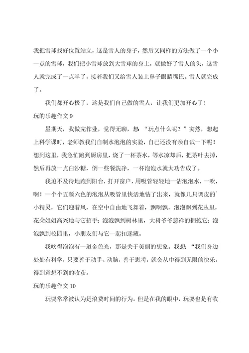 玩的乐趣作文
