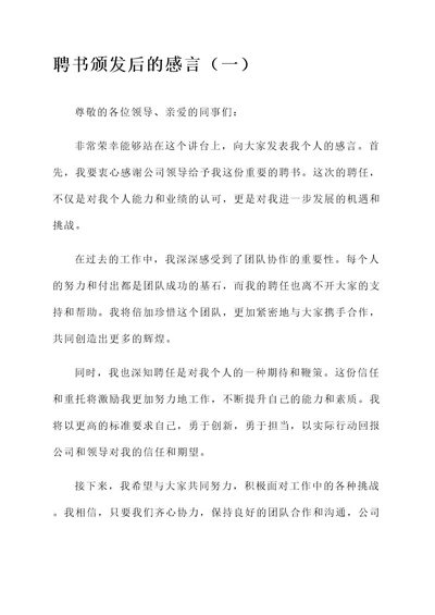 聘书颁发后的感言