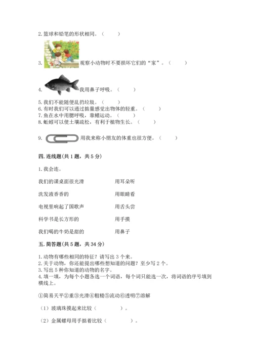 教科版一年级下册科学期末测试卷精品【含答案】.docx