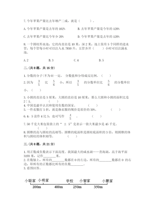 西师大版数学小升初模拟试卷附完整答案（历年真题）.docx