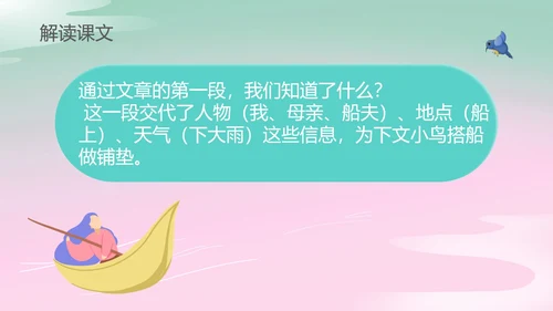蓝色画册风三年级语文搭船的鸟课件PPT模板