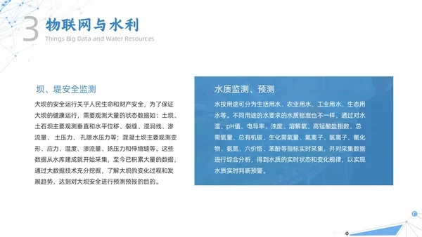 白色蓝色点线几何简约智慧水利动态PPT