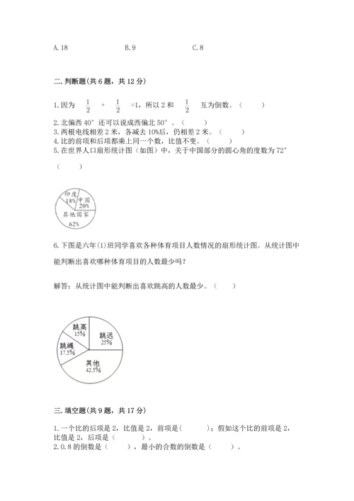 人教版六年级上册数学期末测试卷含答案（轻巧夺冠）.docx