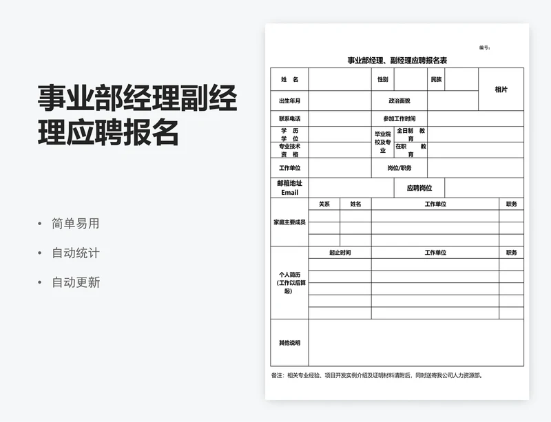 事业部经理副经理应聘报名