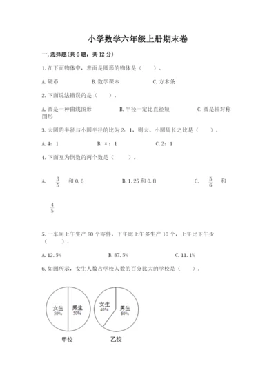 小学数学六年级上册期末卷及参考答案（突破训练）.docx
