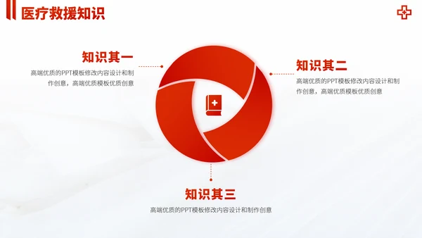 红色医疗救援急救医学科普报告医生学术科研工作汇报述职答辩PPT模板