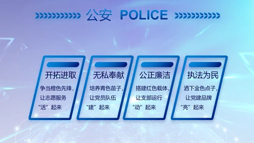 蓝色公安警察年终工作总结汇报PPT