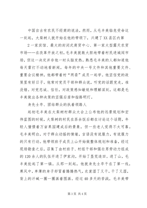 学习毛丰美同志先进事迹心得体会：以实干精神为动力精选.docx