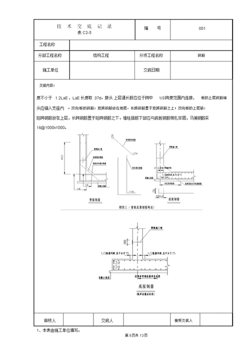 管廊结构钢筋技术交底