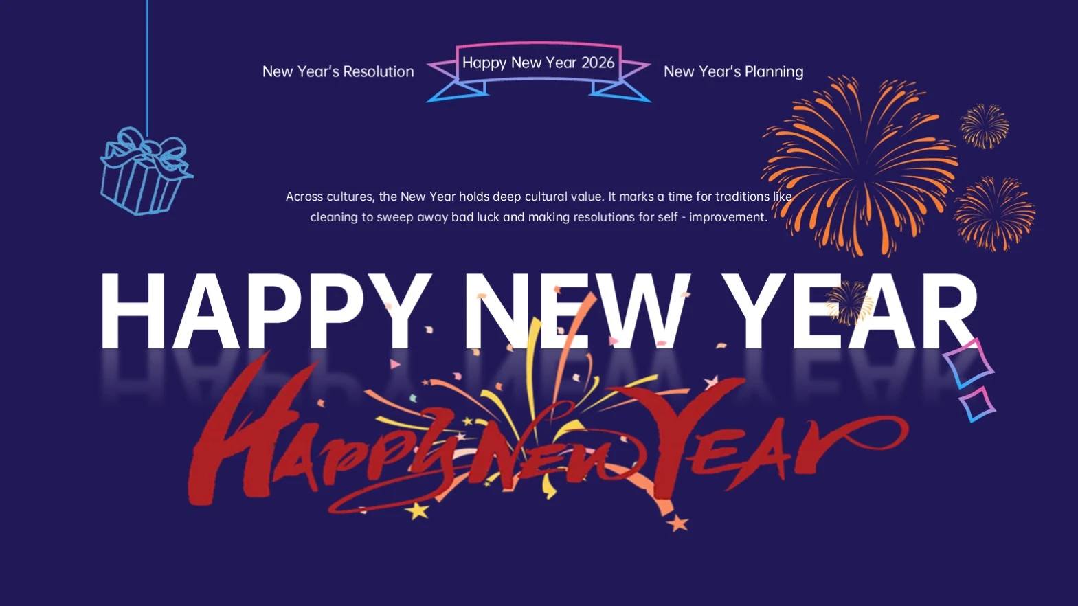 蓝粉简约风新年计划PPT模板