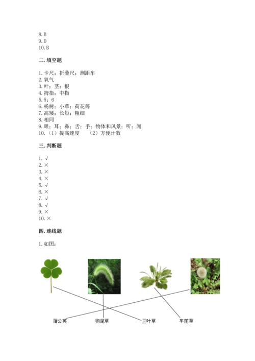教科版一年级上册科学期末测试卷及参考答案（典型题）.docx