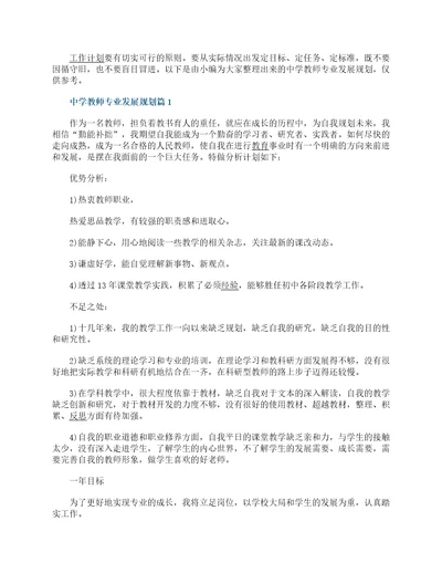 中学教师专业发展规划