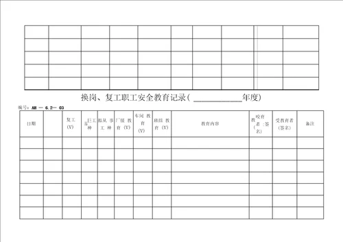 安全培训记录表格模版