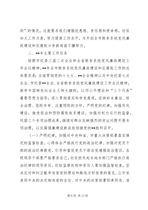 副市长在全市粮食系统党风廉政建设会上的讲话.docx