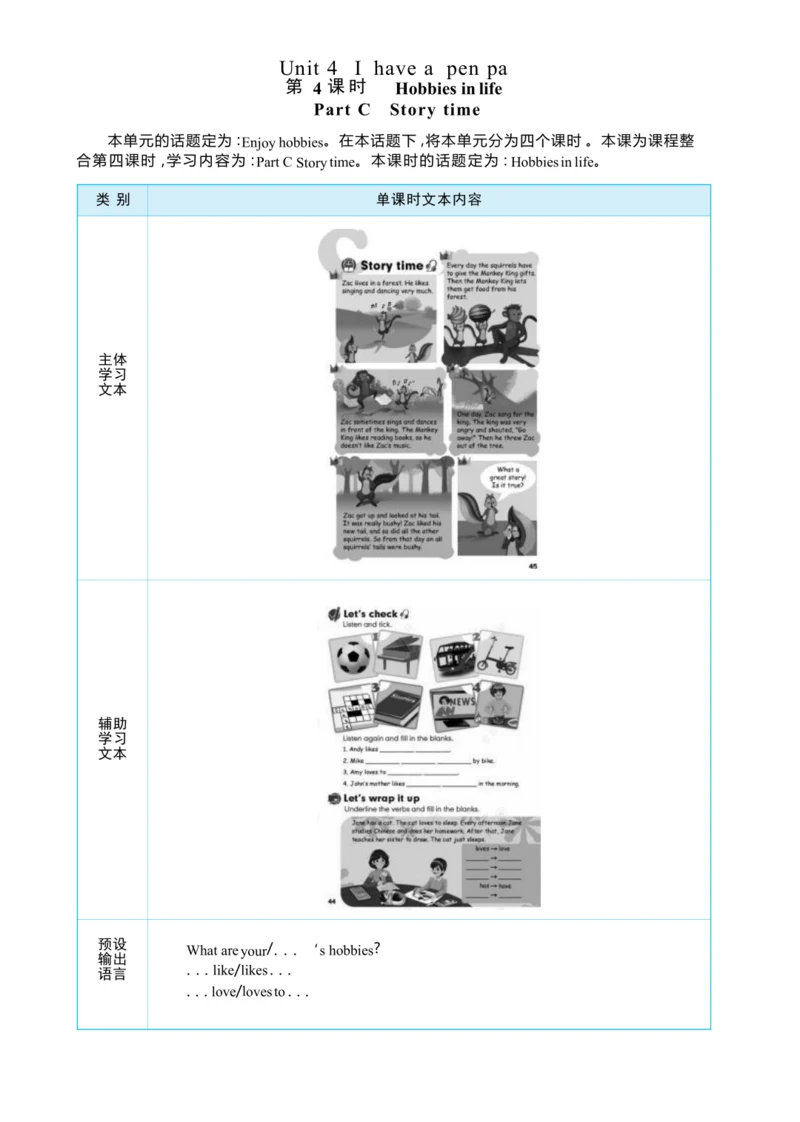 Unit 4 I have a pen pal Part C   Story time大单元整体教学