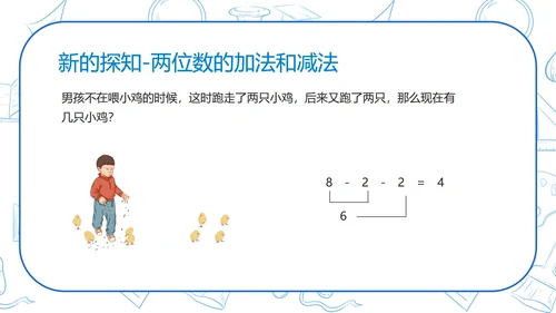 蓝色扁平风一年级数学连续混合加减法课件PPT模板