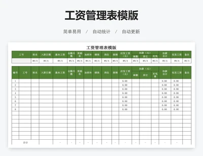 工资管理表模版
