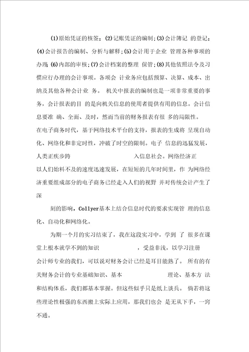 优秀学校财务实习报告