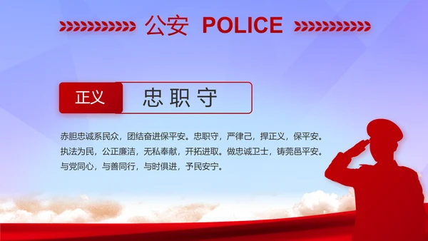 蓝色大气公安警察年终工作总结汇报PPT模板