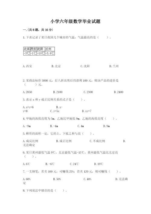 小学六年级数学毕业试题附答案【典型题】.docx