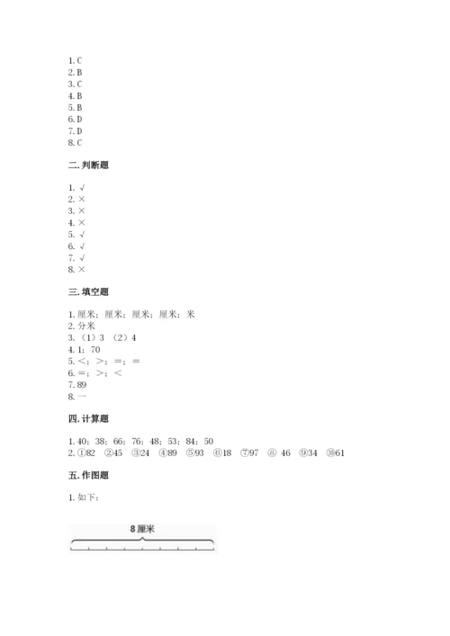 人教版二年级上册数学期中测试卷含答案【新】.docx