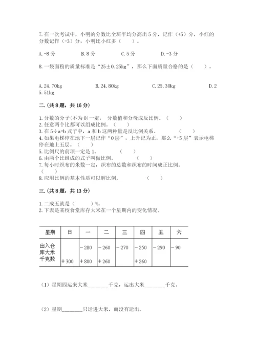小学六年级下册数学摸底考试题往年题考.docx