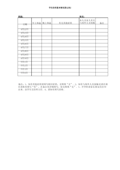 学生防控基本情况(14天体温、症状)登记表.docx