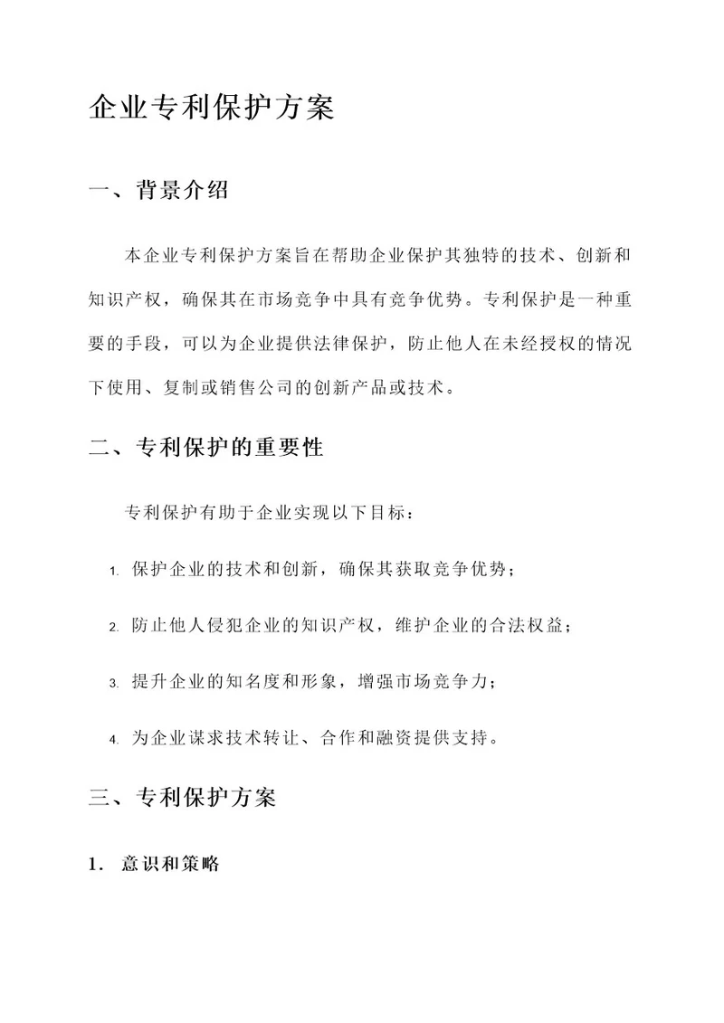 企业专利保护方案