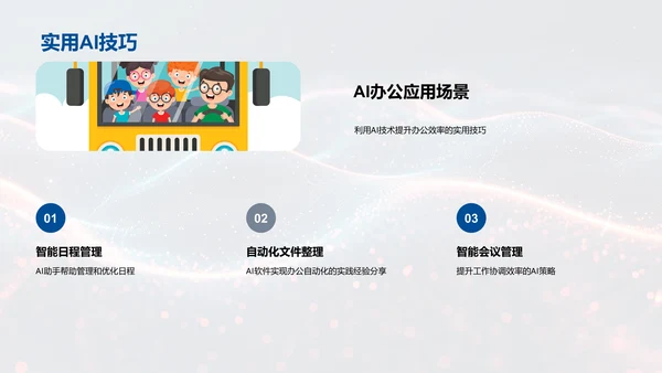 AI办公效率提升讲座，蓝色背景通用PPT模板