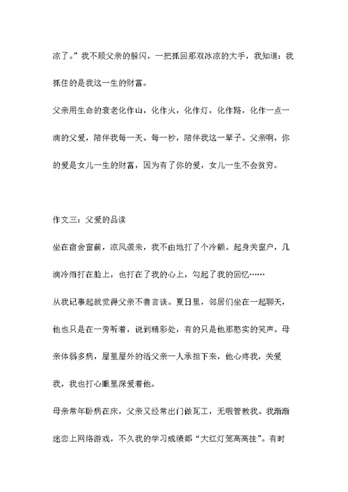 父爱亲情中考满分作文