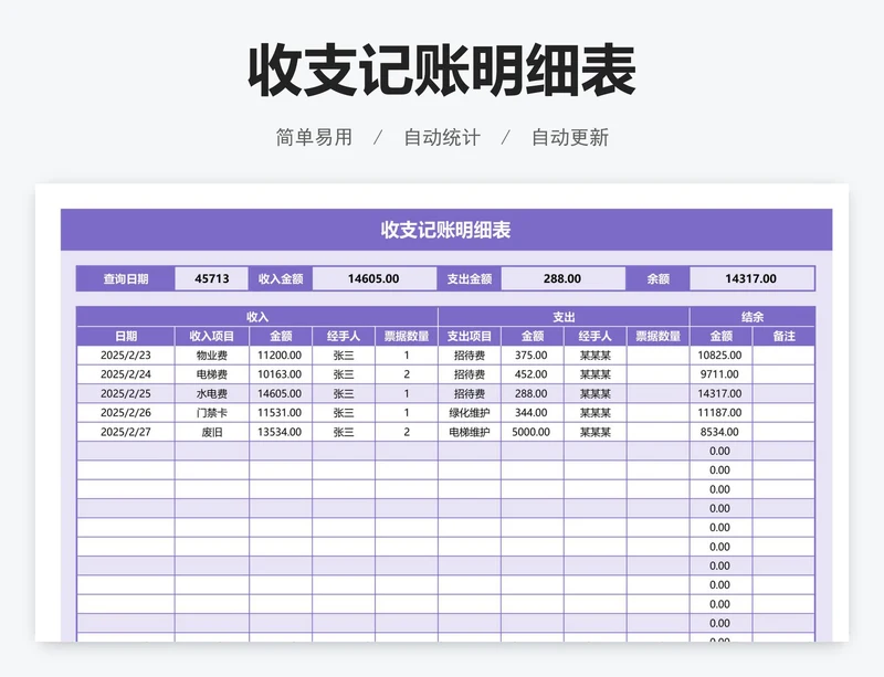 收支记账明细表