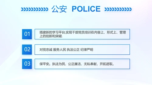 蓝色大气警察学院招生计划动态PPT模板