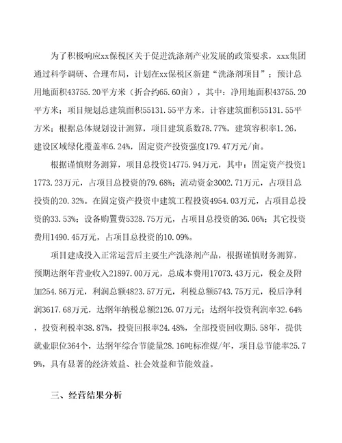 哈尔滨洗涤剂生产线项目经营分析报告