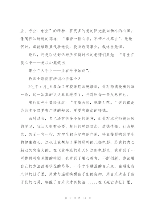 教师全新岗前培训心得体会2022.docx