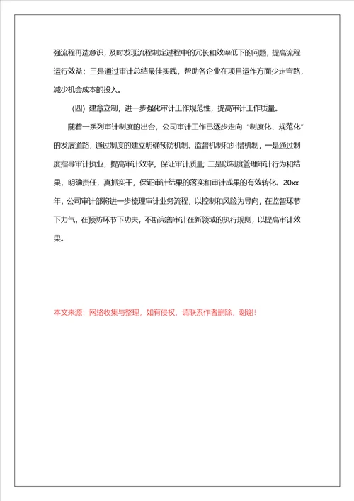 公司审计师工作计划