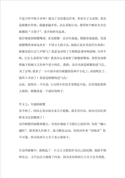 写螃蟹的作文